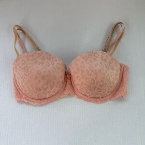 PINK Victoria's Secret Peach Leopard Lace Bra Size 36D